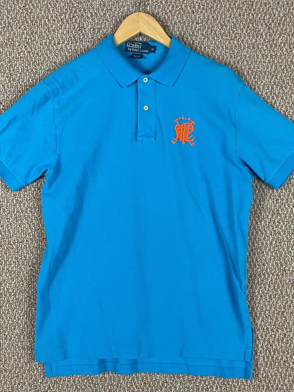 Vintage Polo Ralph Lauren Shirt Men’s Medium Embroidered Cross Mallets Blue F29